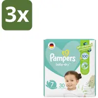 Pampers 3 x – Luiers – Active Baby Dry Maat 7 – 30 Luiers - Luiers Voor Baby - Droge Huid - Comfortabele Luiers - Langdurige Droogheid - Peuters Luiers