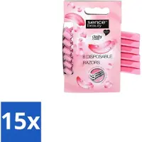 Sence 15 x – Wegwerpscheermes – Glad Scheren – Comfort Grip – 6 Wegwerpscheermes - Scheermes - Wegwerpscheermes - Bikini Lijn - Benen Scheren - Oksels Scheren