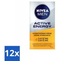 Nivea 12 x MEN - Active Energy - Gezichtscrème met Cafeïne - 50 ml - Gezichtscreme Voor Mannen - Energie Voor Huid - Anti-vermoeidheid Crème - Anti-aging Crème - Cafeïne Crème