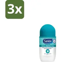 Sanex 3 x – Deodorant Roll-On – Dermo Total Protection – 50 ml - Douche - Deodorant Roll-on - Zweetvermindering - Geurvermindering - Huidbescherming