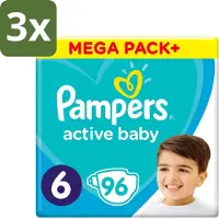 Pampers 3 x - Active Baby - Luiers - Maat 6 (13-18 kg) - Extra Groot - 96 Luiers - Luiers Voor Baby - Droge Luiers - Beschermende Luiers - Actieve Luiers - Superabsorberende Luiers
