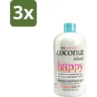 Treaclemoon 3 x – Douchegel – My Coconut Island – 500 ml - Douchegel Kokos - Kokosgeur Douchegel - Tropische Douchegel - Hydraterende Douchegel - Zachte Huid