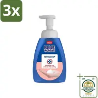 Blue Wonder 3 x - Handzeep - Hygiënisch & Verzorgend - 225 ml - Grootverpakking - Hygiëne - Handzeep - Handreiniging - Antibacteriële Handzeep - Schuimende Mousse
