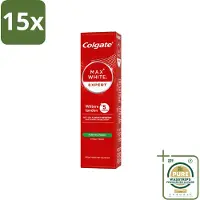 Colgate 15 x – Max White Expert Purifying Power – Tandpasta – 75 ml - Grootverpakking - Witte Tanden - Tandpasta Whitening - Waterstofperoxide - Vlekken Verwijderen - Glimlach Verlichten