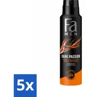 Fa 5 x – Deodorant Spray – Men Dark Passion – 150 ml - Deodorant Spray Mannen - Geur Mannen - Zweetvermindering - Geur Spray - Intense Geur
