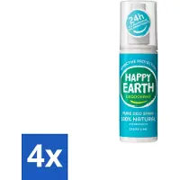 Happy Earth 4 x – Deodorant Spray – 100% Natuurlijk Cedar Lime – 100 ml - Deodorant Spray - Fris Geur - Cederhout En Limoen - Natuurlijke Deodorant - Huidvriendelijk