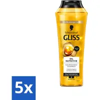 Schwarzkopf 5 x - Shampoo - Oil Nutritive - Voor Voedend en Zijdezacht Haar - 250 ml - Voedend Haar Shampoo - Droog Haar Shampoo - Lang Haar Shampoo - Zijdezachte Haar - Gespleten Haarpunten