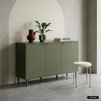 Sweeek Dressoir met 3 deuren houtdecor en metaal 120cm Kaki