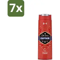 Old Spice 7 x – Douchegel – Captain – 400 ml - Douchegel Voor Mannen - Gezichtsreiniging - Haarreiniging - Lichaamreiniging - Fris Geur