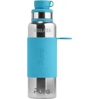 Pura Thermos Sportfles 650 ml - Thermoskan - Thermosbeker - Plasticvrij - Met Dubbele Wand - Inclusief Sportdop en Sportsleeve - Top is Verwisselbaar - Aqua