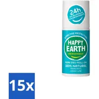 Happy Earth 15 x – Deodorant Roll-On – 100% Natuurlijk Cedar Lime – 75 ml - Natuurlijke Deodorant - Cedar Lime - Roll-on Deodorant - Geur Ceder En Limoen - Botanische Extracten