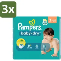 Pampers 3 x – Luiers – Baby-Dry Maat 3 (6-10 kg) – 34 Luiers - Babyluier - Babydouche - Droge Luier - Luier Voor Baby - Luier 3 Kg