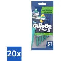 Gillette 20 x Blue II - Plus Slalom - Wegwerpscheermesjes - 5 Scheermesjes - Scheermesje - Wegwerpscheermesje - Glijervaring - Scherpen - Scherpen Mes