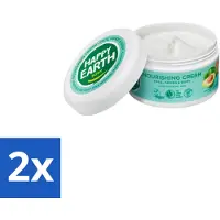 Happy Earth 2 x – Voedende Crème – 100% Natuurlijk – 200 ml - Natuurlijke Crème - Droge Huid Verzorging - Vegan Crème - Avocado-olie - Cacaoboter