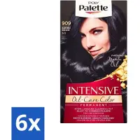 Palette 6 x Poly - Haarverf - Blauw Zwart 909 - 115ml - Haarverf - Blauwe Haarkleur - Zwart Haar - Permanente Haarkleur - Grijsdekking