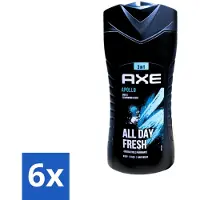 Axe 6 x - 3-in-1 Douchegel - Apollo - Sage & Cedarwoord - All Day Fresh - 400 ml - Douchegel - Deodorant - Salie - Cederhout - Fris
