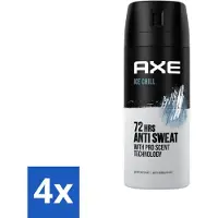Axe 4 x - Deodorant Spray - 72hrs Anti Sweat - Ice Chill - 150 ml - Deodorant - Anti-transpirant - - Ice Chill - 72 Uur