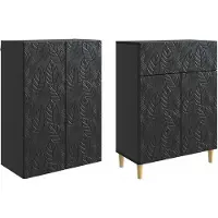 vidaXL Kast Set 2 st Zwart Bewerkt hout