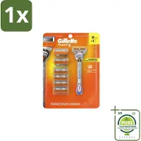 Gillette 1 x - Fusion5 – Houder + 6 Mesjes - Scheermesjes - Glad Scheeren - Comfortabel Scheeren - Huidbescherming - Precisietrimmer