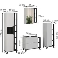 Vicco Badkamermeubelset Karen Wit/Antraciet 4-delig, Model 65834