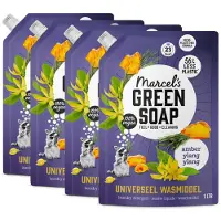 Marcel's Green Soap Wasmiddel Navulling Voordeelbox Amber & Ylang Ylang 4 x 1000 ml