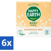 Happy Earth 6 x – Shampoo Bar – 100% Natuurlijk Baby & Kids – 50 g - Baby Haar Verzorging - Kind Haar Shampoo - Natuurlijke Shampoo Bar - Zeepvrije Shampoo - Allergeen Veilig