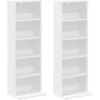 vidaXL CD Kast 2 st Wit 33 x 23,5 x 97,5 cm Bewerkt hout