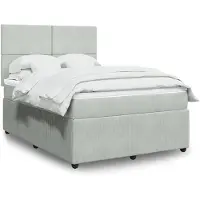 vidaXL Boxspring met matras fluweel lichtgrijs 140x190 cm