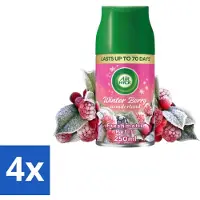 Air Wick 4 x Freshmatic – Automatische Luchtverfrisser Navulling – Winter Berry Wonderland - 250 ml - Winterse Geur - Frisse Geur - Bessen Geur - Geur Neutraliseren - Geur Verspreiden