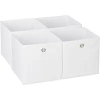 Famanu – Set van 4 opbergmanden, opvouwbare kastmanden van stof, afmetingen 30x30x30 cm, met oogje, wit