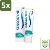 Sensodyne 5 x - Tandpasta - Deep Clean - Voor Frisse Adem - 75 ml - Grootverpakking - Gevoelige Tanden - Diepe Reiniging - Frisse Adem - Tandpasta - Tandbederf