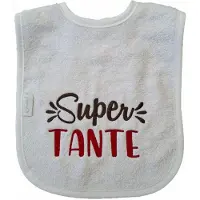 Funnies Witte slab met "Super Tante" - kraamcadeautje, cadeautje, babyshower, verjaardag, nieuwtje, slabbetje, slabbertje, slabje