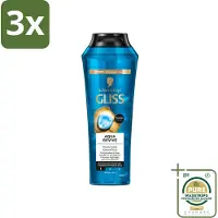 GLISS 3 x - Shampoo - Aqua Revive - Voor Hydraterend en Fris Haar - 250 ml - Grootverpakking - Hydraterend Shampoo - Droog Haar - Haarverzorging - Haarhygiëne - Schuimshampoo