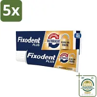 Fixodent 5 x - Kleefpasta - Plus - Krachtige Hechting - 40 g - Grootverpakking - Kleefpasta Kunstgebit - Kunstgebit Hechting - Kunstgebit Fixatie - Kunstgebit Kleefpasta - Kunstgebit Comfort