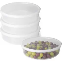 PlasticForte vershoudbakje rond - 4x stuks - 2 liter - herbruikbaar - transparant/groen - kunststof - magnetron - vriezer