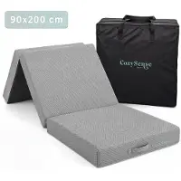 CozySense Opvouwbare Matras 90x200 cm – Logeermatras – Vouwmatras – Gel Traagschuim – Afneembare Hoes & Draagtas – 15 cm Dik – Medium