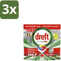Dreft 3 x – Vaatwastabletten – Platinum Plus All-in-One – Lemon – 12 Tabletten - Vaatwasmiddelen - Vaatwastabletten - Anti-dofheid - Vaatwasmiddelen Lemon - Vaatwasmiddelen Anti-matt