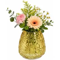 Plume Living Vaas Floran - transparant okergeel - D17 x H20 cm - glas - bloemenvaas - voor stelen en boeketten