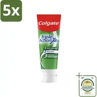 Colgate 5 x Tandpasta Triple Action Extra Fresh 75 ml - Grootverpakking - Tandpasta - Gaatjes - Tanden - Frisse Adem - Mondverzorging