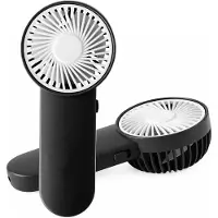 Trendoz Cooling Mini handventilator - 2x - zwart - 6.5 x 15 cm - verkoeling in zomer - Op batterijen