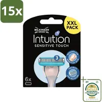Wilkinson 15 x - Navulmesjes Intuition Sensitive Touch - Met Verzorgende Gel - 6 scheermesjes - Grootverpakking - Scheermesjes - Gevoelige Huid - Verzorgende Gel - Aloe Vera - Vitamine E