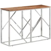 vidaXL Wandtafel roestvrij staal en massief acaciahout zilverkleurig