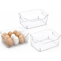 Excellent houseware Koelkast/keuken organizer mand/bak - 3x - transparant - kunststof - L30 x B21 x H13 cm - groente lade - 7 liter