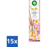 Air Wick 15 x - Geurstokjes - Delicate Frangipani Bloemen - Essentiële Oliën - 40 ml - Frangipani Geur - Geurstokjes - Luchtverfrisser - Essentiële Oliën - Tropische Geur