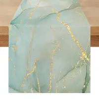 Famanu – Elegante tafelloper in turquoise, moderne tafelkleed met marmertextuur en abstracte kunst, 40 x 180 cm, perfect voor feestelijke gelegenheden