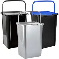 PlasticForte Recycling afvalbakken - set 3x - zwart/zilver/blauw - 45L - 34 x 40 x 54 cm