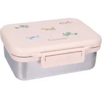 Kidzroom Small Talk Broodtrommel - RVS lunchbox kinderen - Incl. divider - 1,8 liter - Beige