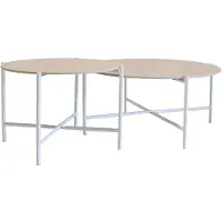 Giga Meubel Salontafel Abano Travertin Rond Set van 2