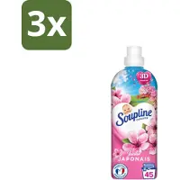 Soupline 3 x – Wasverzachter – Japanse Tuin – 950 ml - Wasverzachter - Zachte Wasgoed - Geur - Japanse Tuin - Rustgevende Geur