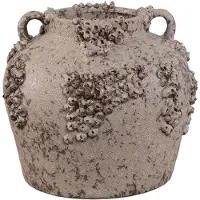 Ptmd Deisy Beige Ceramic Jar With Handles Rough Coral L